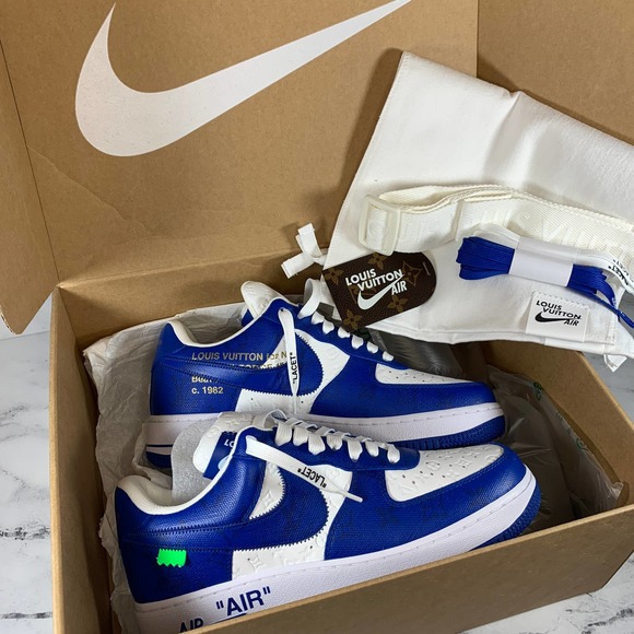 Louis Vuitton Other - LOUIS VUITTON NIKE AIR FORCE 1 Monogram Sneakers Men 7.5 Blue Virgil Abloh 2022